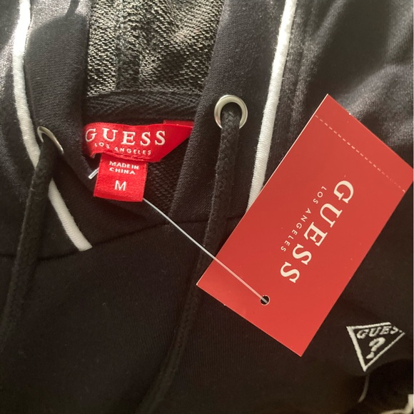 GUESS Black Cropped Hoodie with White Accents - Picture 4 of 5